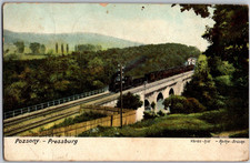 Rare 1910 Antique Pozsony Pressburg Bratislava Slovakia Postcard Railroad Train picture