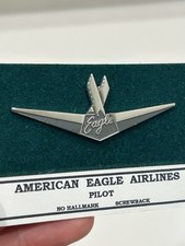 Vintage American Eagle Airlines Pilot Wings Pin Screwback Regional Badge 3