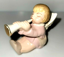 Vintage Christmas Angel Sitting and Blowing a Horn Holland Mold 2