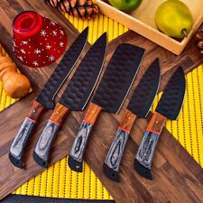 Set of 5 Chef Knives Handmade Stainless Steel Hand Forged  Kitchen Knives W/Roll picture