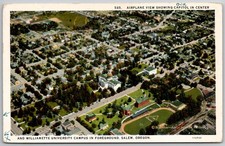 1944 Salem Oregon Capitol Willamette University Aerial View Postcard picture