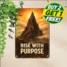 Sunrise Spire Mountain Peak Quote Sign Vintage Wilderness Metal Tin Plaque picture