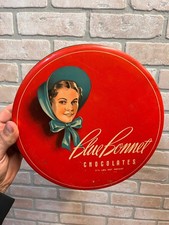 RARE Vintage Blue Bonnet Chocolates Candy Tin Zion Illinois IL Advertising picture