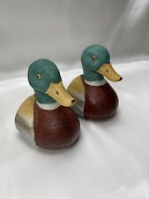 Vintage Ceramic Mallard Duck Head Bookends Library Outdoors 5.5” PAIR RARE VGC picture