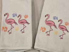 (Two) - Avanti Linens - Hand Towel Soft Absorbent 100% Cotton Flamingo - EUC picture