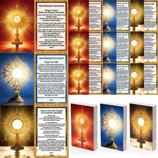 120 Pcs Adoration of The Blessed Sacrament Laminated Holy Card Catholic Prayer C picture