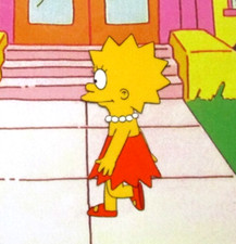 1990's SIMPSONS LISA FOX ORIGINAL PRODUCTION CEL Walt DIsney Bart Homer dress picture