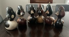 VINTAGE BOB HAYDEN WOOD-CARVED DUCK DECOY Set 6 SIGNED picture