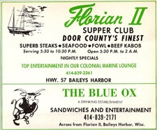 Florian II Supper Club Door County The Blue Ox Baileys Harbor WI 1979 Ad 4AF2-H3 picture