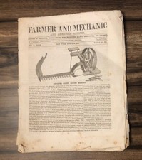 Rare Antique Farmer & Mechanic Newspaper 1852- science, engineering, patents, ad picture