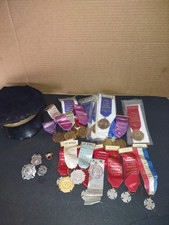 Vintage New Jersey Fireman Lot Obsolete Badges Plus Ring And Medals + Hat  picture