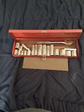 Vintage Proto Professional 5295 red box with 1/2 Ratchet & 21 - 1/2 Inch Sockets picture