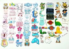 BABY GIRL BABY BOY EMBROIDERED PATCH ANIMAL PUSHCHAIR IRON SEW ON BIRTHDAY BADGE picture