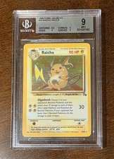 1999 Pokémon Raichu 14/62 Fossil Unlimited Holo BGS 9 Mint picture