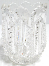 Antique Duncan's Sons Glass Toothpick Holder Clear Empire Mardi Gras 2 1/2