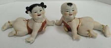 VINTAGE ASIAN Chinese PIANO BABY PORCELAIN FIGURINE HAND PAINTED Bisque Crawling picture