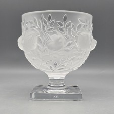 Lalique France “Elisabeth” Frosted Crystal Art Glass Pedestal Vase Birds Foliage picture