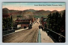 Pocatello ID-Idaho, Center Street from Viaduct, c1915 Vintage Postcard picture