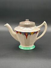 Vintage Hall China Forman Bros Art Deco 1930s Iridescent Geometric Teapot RARE picture