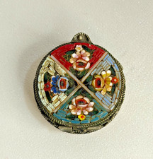 Vintage Italian Micro Mosaic Round Trinket Pill Box  picture