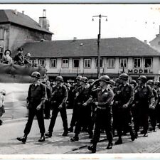 WWII c1940s Germany Troops March RPPC Real Photo Friseur Bohm Agfa Soldiers A72 picture