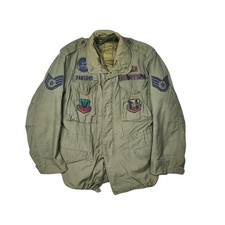 Vintage 70s US Air Force OG-107 M-65 Field Jacket Patched Patches Small Regular picture