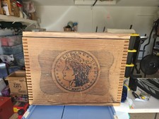 Vintage Carson City US Mint Morgan Silver Dollar Wooden Crate  Replica picture