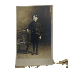 Vintage C1910s Boy Sailor Suit Portrait RPPC Real Photo Postcard AZO 3.5x5.5 picture
