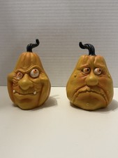 Dollar Tree Hard To Find Halloween Pumpkin Face Decor Set Of 2 Resin Figures picture