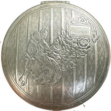 Vintage  L’Ame Powder Compact Floral Victorian Couple Mirror Floral Germany picture
