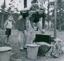 Interested visitors camping exhibition at Flate... - Vintage Photograph 611946 picture