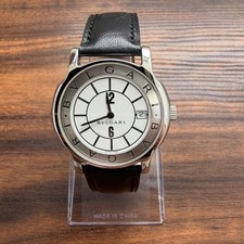 Bulgari SoloTempo ST35S Quartz Men's Watch White Dial Leather Band Authentic picture