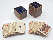 Miniature Mid Victorian double set of playing cards in leather bound box picture