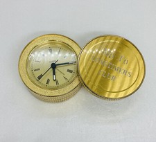 Vintage “Mo Fo Long timers Club” Paperweight Clock Gold Tone Unique Repairs 17 picture