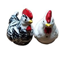  Chickens Salt & Pepper Shakers  White And Black Vintage  picture