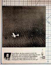 Jerrie Mock 1964 Champion Spark Plug Ad Aviation Pioneer First Woman Solo Flight picture