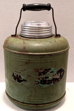 Vintage Monarch Therma-A-Jug Green Metal Insulated Ceramic Hot / Cold 1 Gallon picture