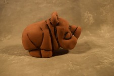 Jie Gantofta Sweden Terra Cotta Rhinoceros with Silver Accents picture