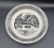 VNTG ROYAL CHINA JEANNETTE CURRIER AND IVES “SLEIGH RIDE” 10”BLACK PIE PLATE picture