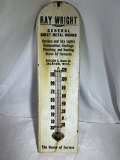 Ray Wright Metal Works Jackson Mississippi Miss Wood Thermometer Advertising picture