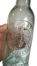 Antique Pabst Milwaukee Aqua Beer Bottle Hop Leaf Embossed Crown Top Circa 1900 picture