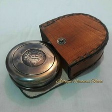 Antique Nautical Brass Stanley London 1885 Compass With Leather Box Gift Item picture