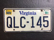 1991 VIRGINIA  - # QLC 145 - License Plate picture