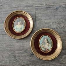 Vintage Gold Framed Portraits 6” Cameo Creation 2 Convex Glass Victorian Women picture