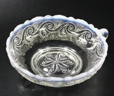 Vintage Fenton Moonstone Depression Glass Opalescent Candy Nut Dish Bowl #3211 picture