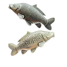 Set Of 2 Common, Mirror Carp Handcrafted In English Pewter Badges TSB F35 F36 picture