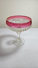 Vintage Indiana Glass ruby red diamond point pedestal compote picture