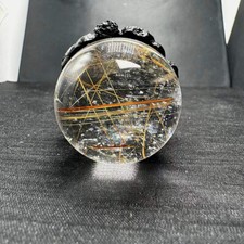 80g/38mm Natural Golden Rutilated Quartz Sphere Energy Crystal Ball Reiki Decor picture