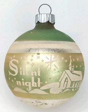 Vintage 1950s Shiny Brite Silent Night Church Stencil Glass Christmas Ornament picture