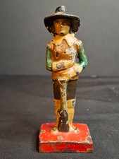 Antique Hubley Cast Iron Pilgrim Paperweight Figurine Original Paint 1920s picture